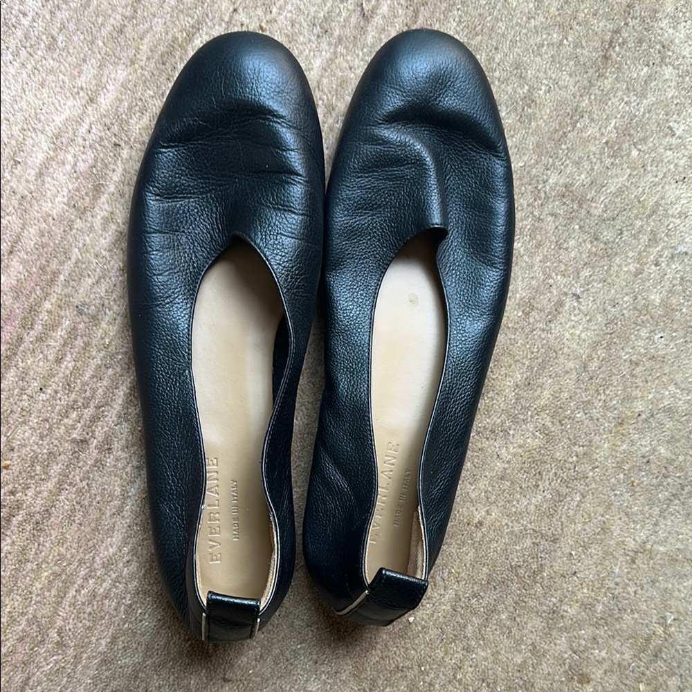 Everlane Black Leather Day Glove Ballet Flats